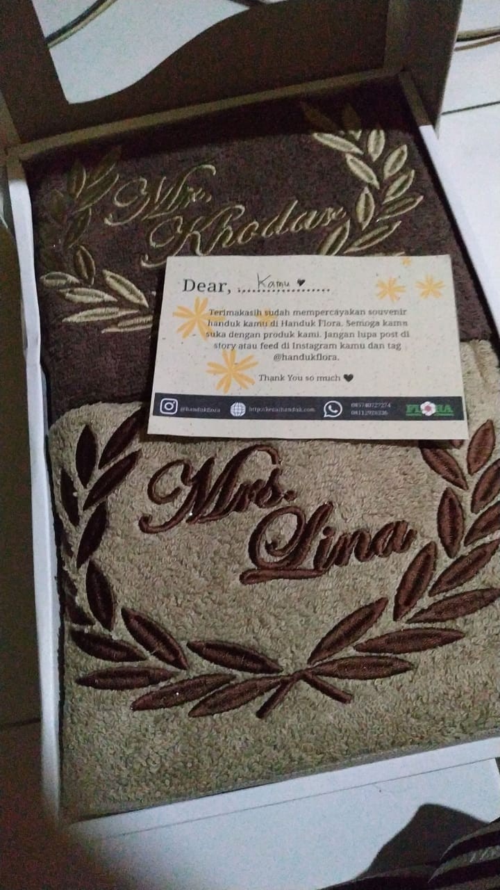 Handuk Bordir Couple Padi Inisial 2 - Terry Palmer Eternal Tanggung (50x100cm)