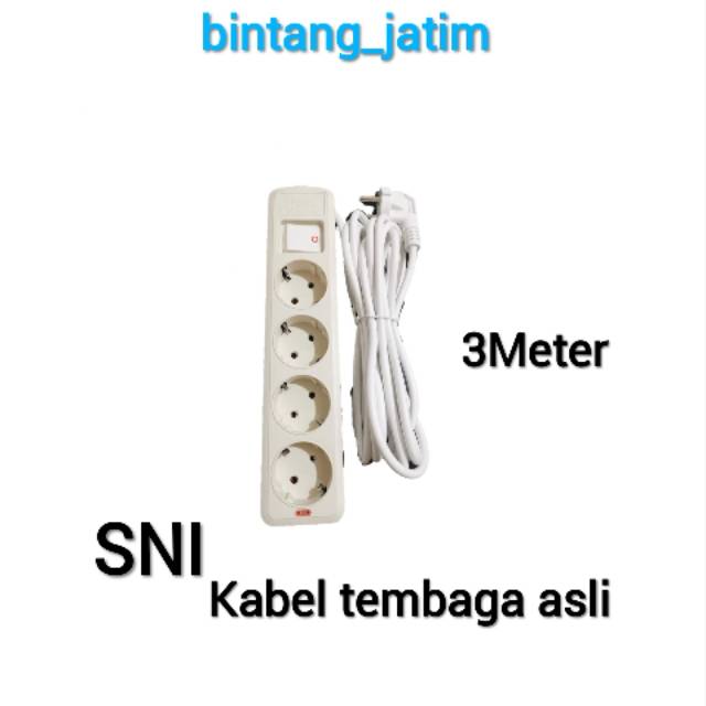 STOP KONTAK 4 LUBANG PANJANG 3M + KABEL / STOP KONTAK KABEL / colokan listrik