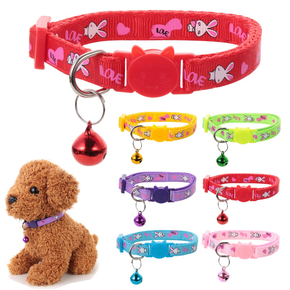 SUYOU Buckle Cat Collars Puppy Bell Pendant Dog Collar Pet Supplies Cute Rabbit Adjustable Cat Accessories Kitten Necklace/Multicolor