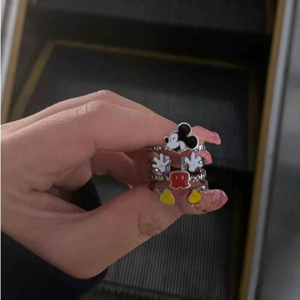 Mxbeauty Cincin Wanita Kreatif Retro Lucu Mouse Kawaii Multi Layer Perhiasan Fashion Jepang