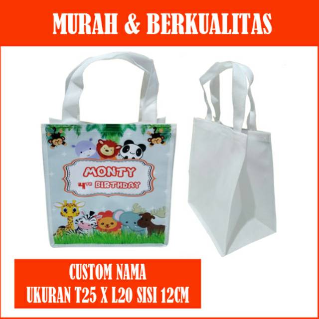 

Tas souvenir ultah animal custom model tenteng free dsign