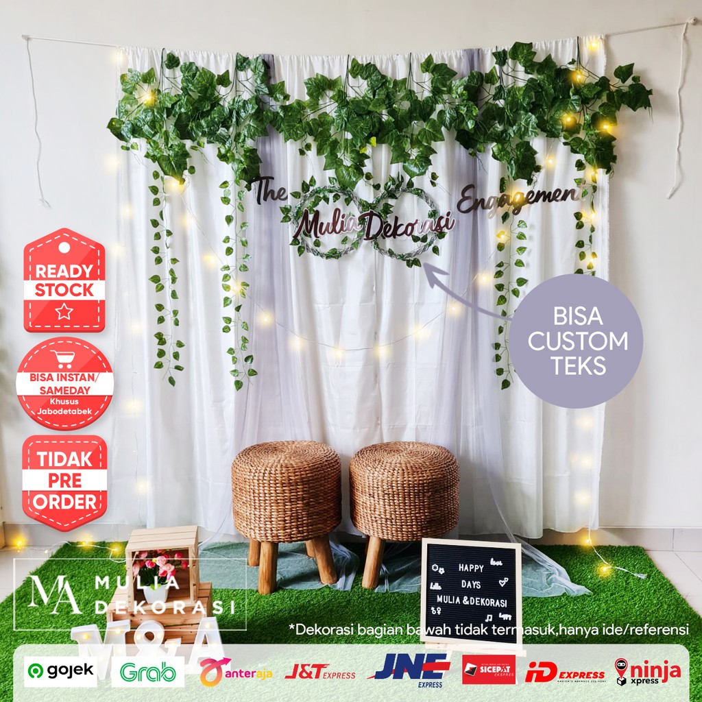 Dekorasi Lamaran Tunangan Backdrop Nikahan DIY Akad Nikah Paket MM Lengkap Dengan One Set Couple