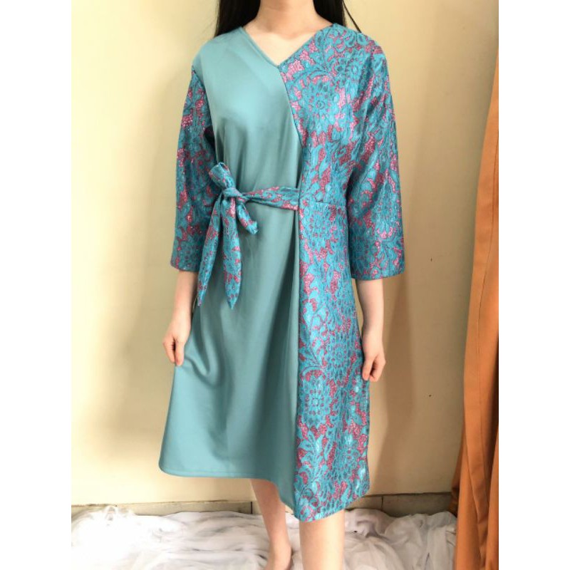 Ken-153 Dress brukat pesta Dress scuba premium model kimono A Line dress casual &amp; formal bisa Cod