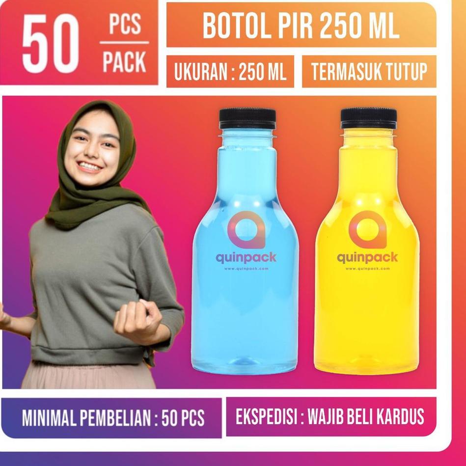 ♧ Botol Plastik Pir 250 ML - Botol Almond Pir 250ML - Murah Kopi Jus - Kale Cantik Unik 250ML ♨