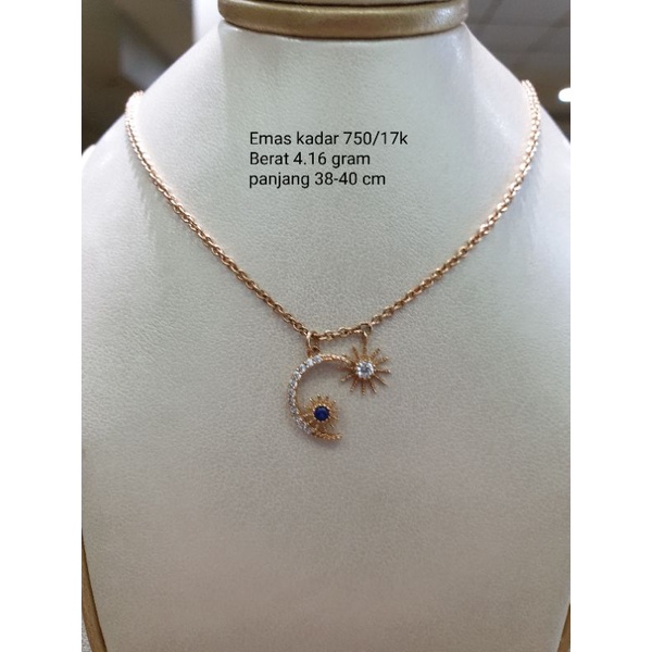 Kalung Liontin Bulan Bintang. Emas kadar 750/17k
