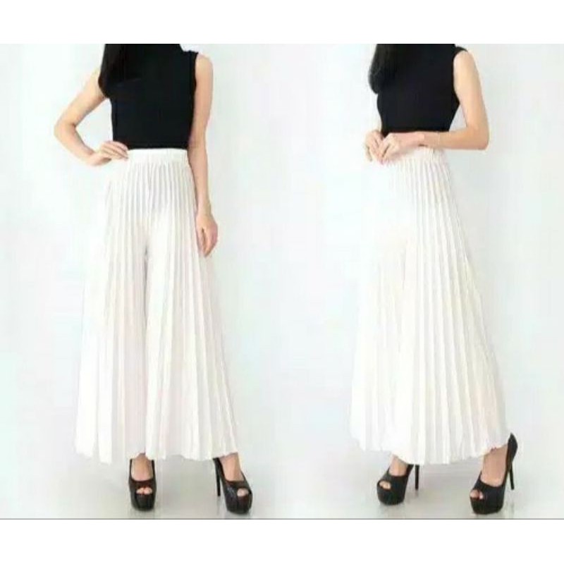 KULOT PLISKET PUTIH PREMIUM JUMBO | KULOT JUMBO MURAH | KULOT PANJANG PUTIH