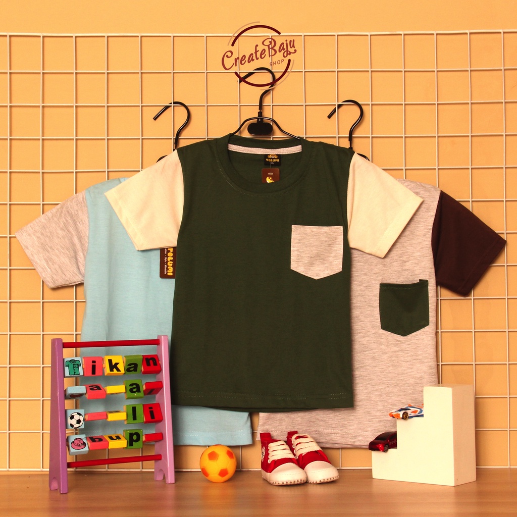 KAOS ANAK LAKI COLOR BLOCK TEE 1-7 TAHUN BAJU ATASAN ANAK TERMURAH FASHION LENGAN PENDEK