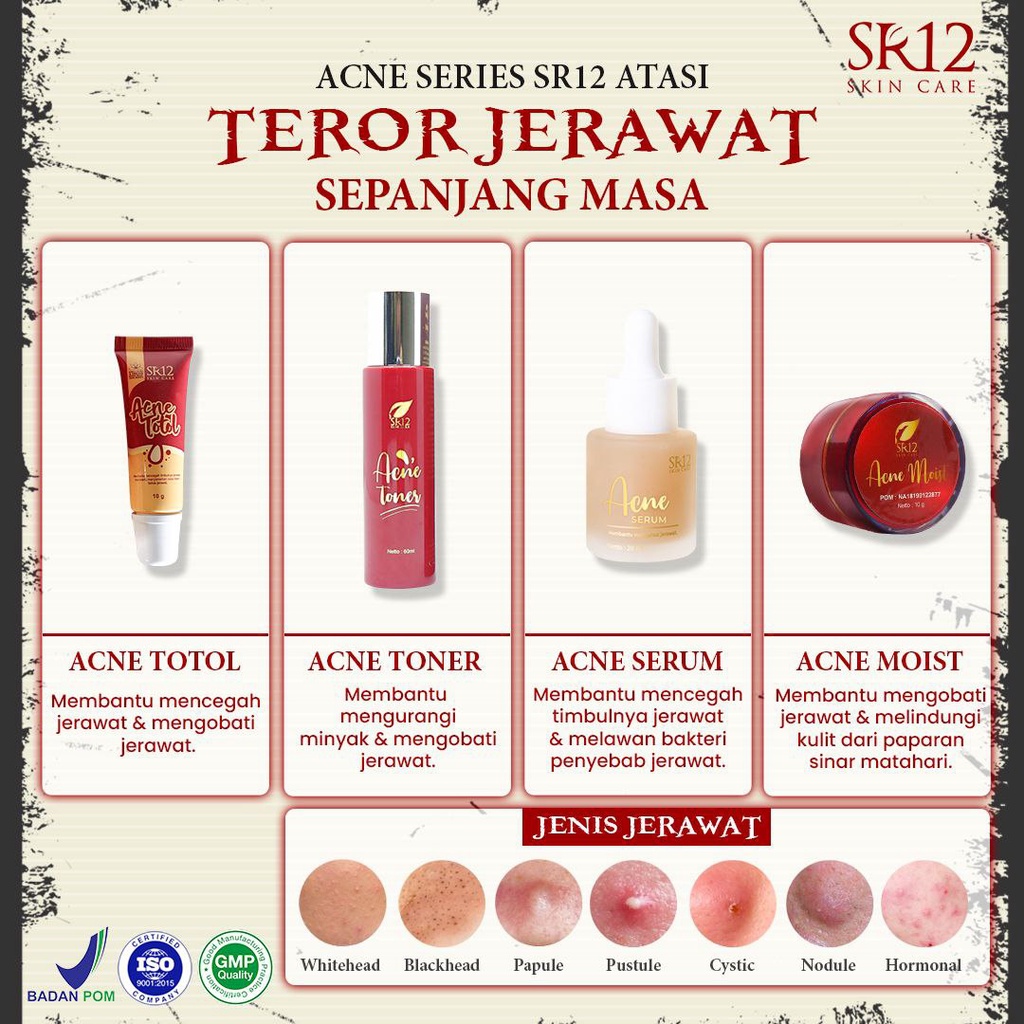 SERUM JERAWAT BPOM AMPUH..!! ACNE SERUM SR12 / OBAT PENGHILANG JERAWAT / SERUM RADANG JERAWAT