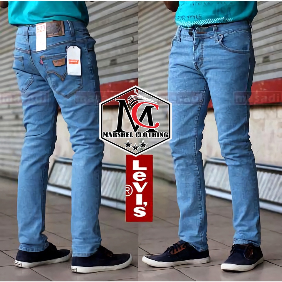 RCL - Celana Jeans Lev.is Cowok Cowo Pria Slim Fit Skinny Pensil Biru Dongker Blueblack Navy S.M.L.XL