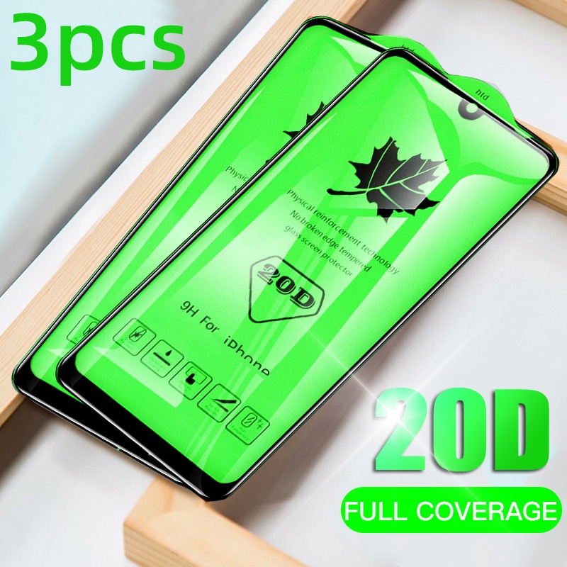 3pcs Pelindung Layar Tempered Glass 20D Untuk iphone 13 12 11 Pro Max X XR XS Max 13 12 Mini 6S 6 7 8 Plus