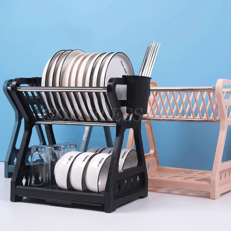 Rak Piring Gelas Pengering Drainer Kitchen Dish Rack 2 layer