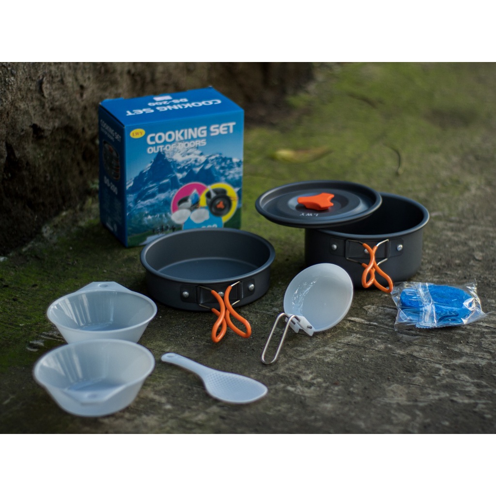 PAKET ALAT MASAK CAMPING KOMPOR MAWAR WINDFROOF K 203 COOKING SET COOKING SET SY 200 ALAT MASAK CAMPING