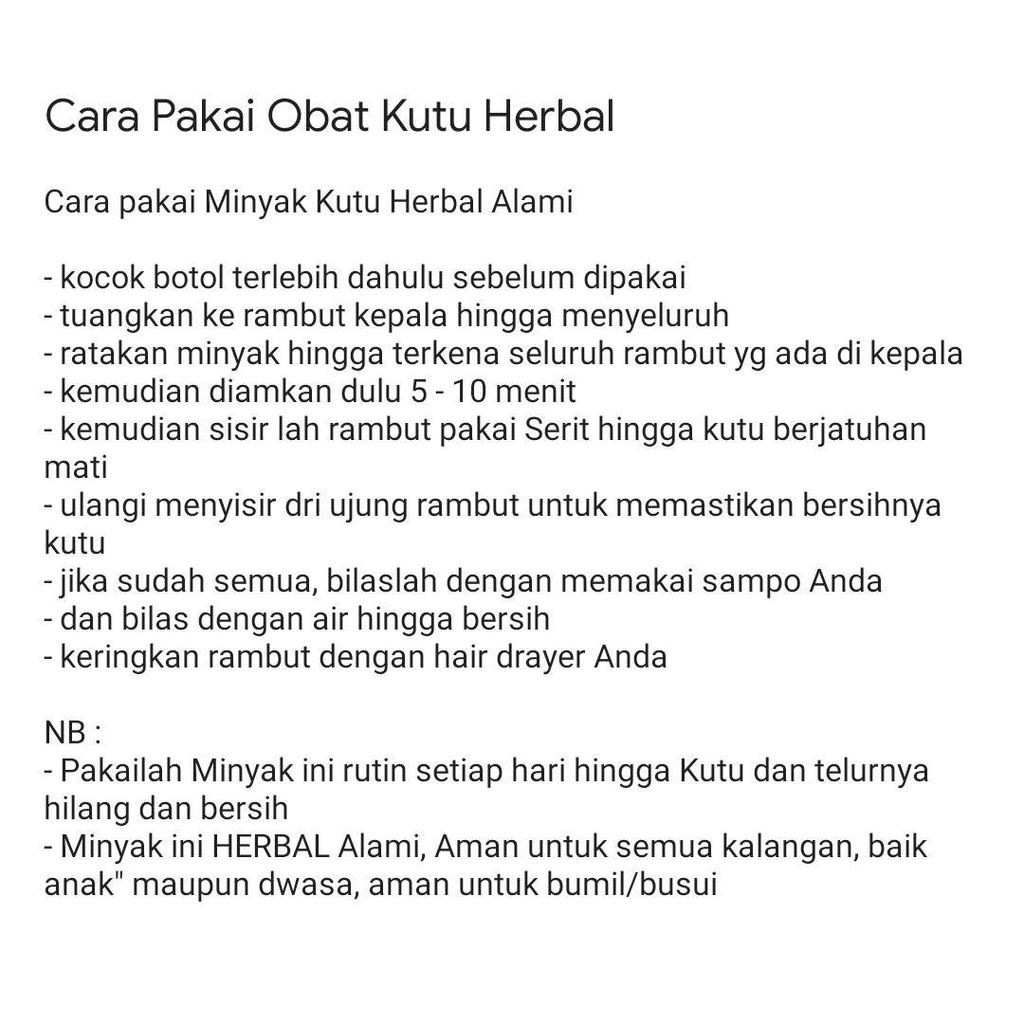 PROMO !!! - Minyak Rambut Pembasmi Kutu Rambut Cap Tiga Jempol Bahan Herbal Alami - Sampo Kutu - Shampo Kutu Rambut - Obat Kutu Rambut Ampuh [BISA COD]