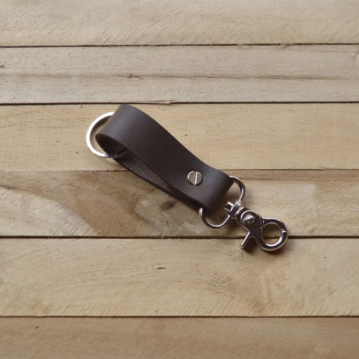 Gantungan kunci kulit asli leather keychain hook bronze - PHKC028 Gant