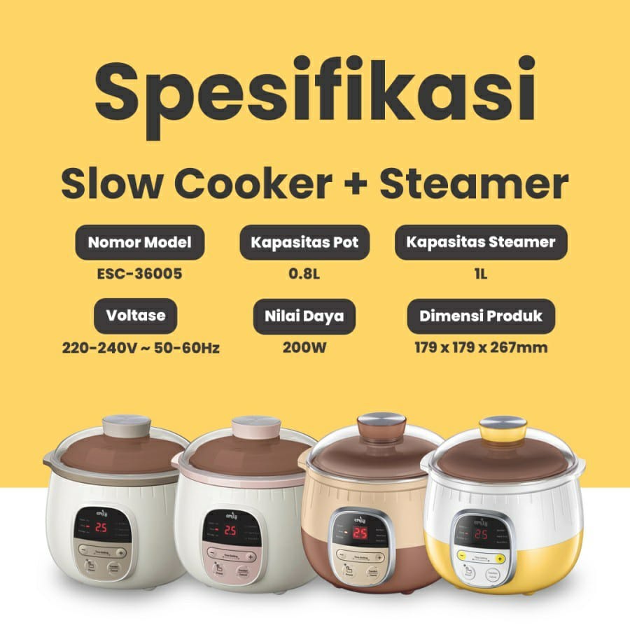 Emily Slow Cooker + Steamer 0,8 L ESC-36005