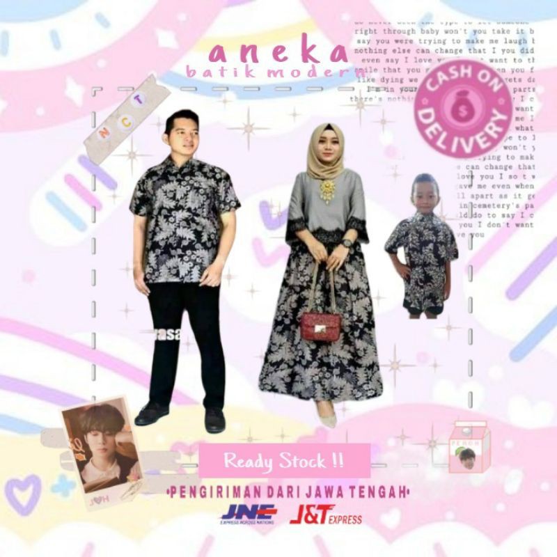 BATIK COUPLE KELUARGA AYAH IBU ANAK COWOK CEWEK MODEL GAMIS+KEMEJA