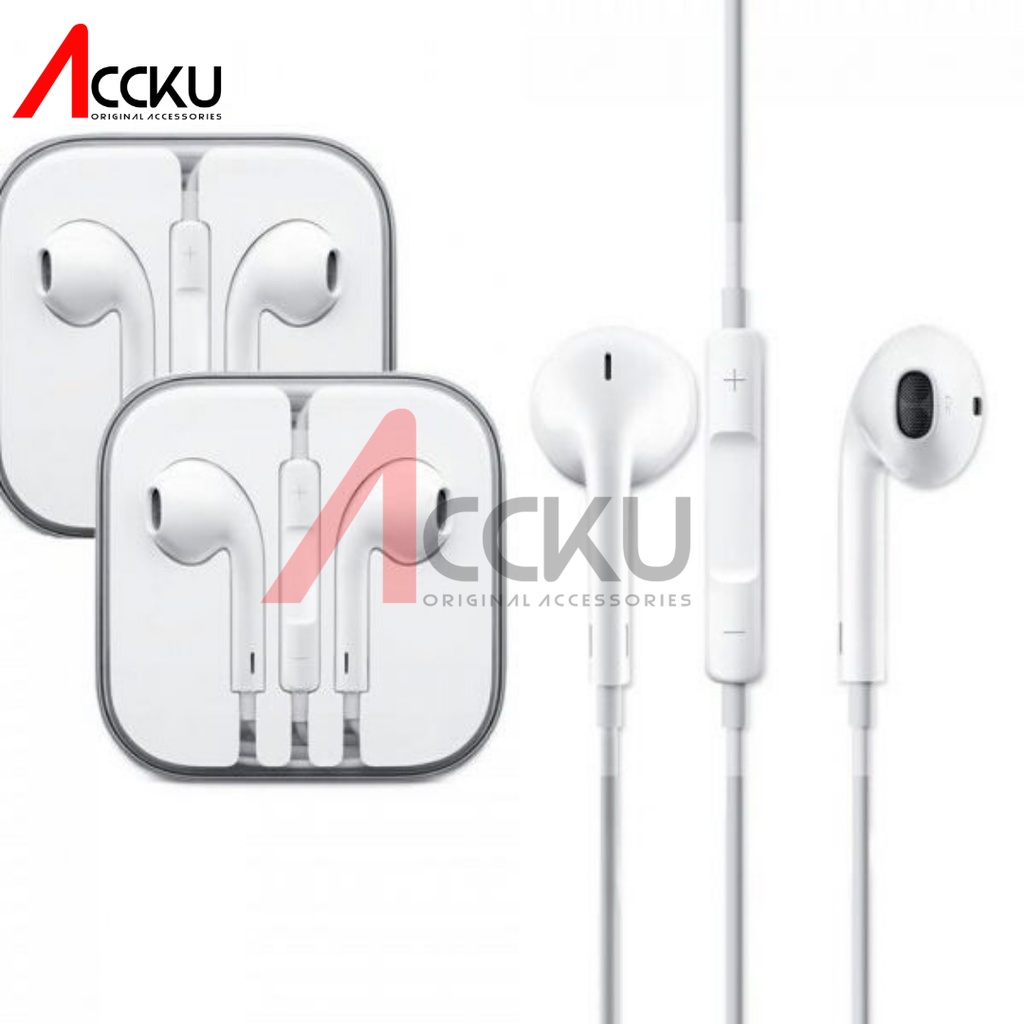 [ iP5 White ] Handsfree Berkabel dengan Mikrofon  &amp; Tombol Fungsi Earphone In-Ear Headphone HiFi Stereo Audio, 3.5mm | Earphone | Headset | Earbud | Headphone Untuk Android Phones, MP3, Laptop, Computer &amp; Smartphone