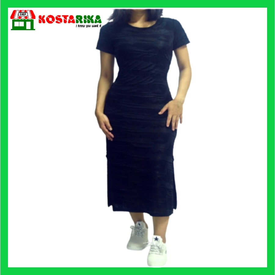 Long Dress Casual Korea Hitam Baju Wanita