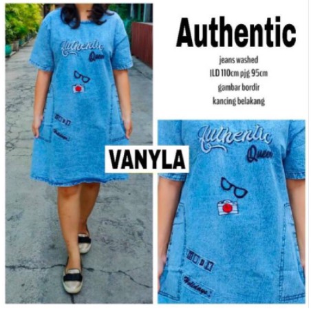 Vanyla Dress Jeans Snow Acid Bordir