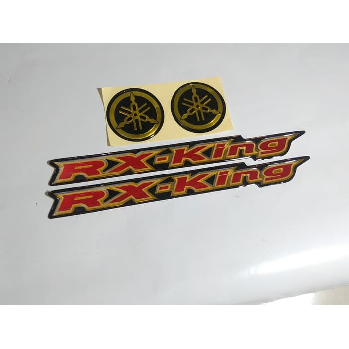 Stiker Emblem Rxking Gold Merah Dan Logo Yamaha