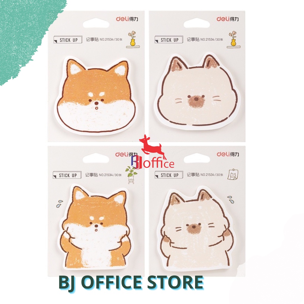 

Deli Sticky Notes Berwarna Motif Hewan Lucu 30/40 Lembar / Sticky Note Lucu / Viral