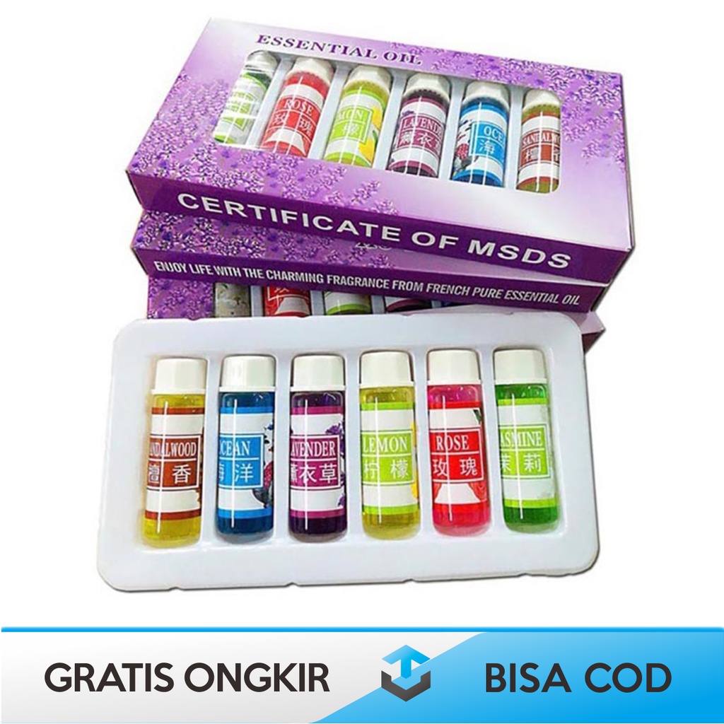 MINYAK AROMATHERAPY DIFFUSERS ESSENTIAL OIL 5ml x 6 PCS TAFFWARE ORI