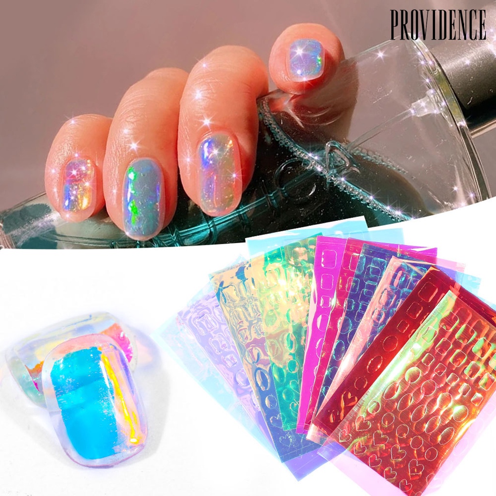 Providence 10Pcs/11Pcs/16Pcs Nail Ice Sticker Aurora Effect Reflective Colorful Foil Film Sparkling Glass Ice Cube Decoration for Manicure