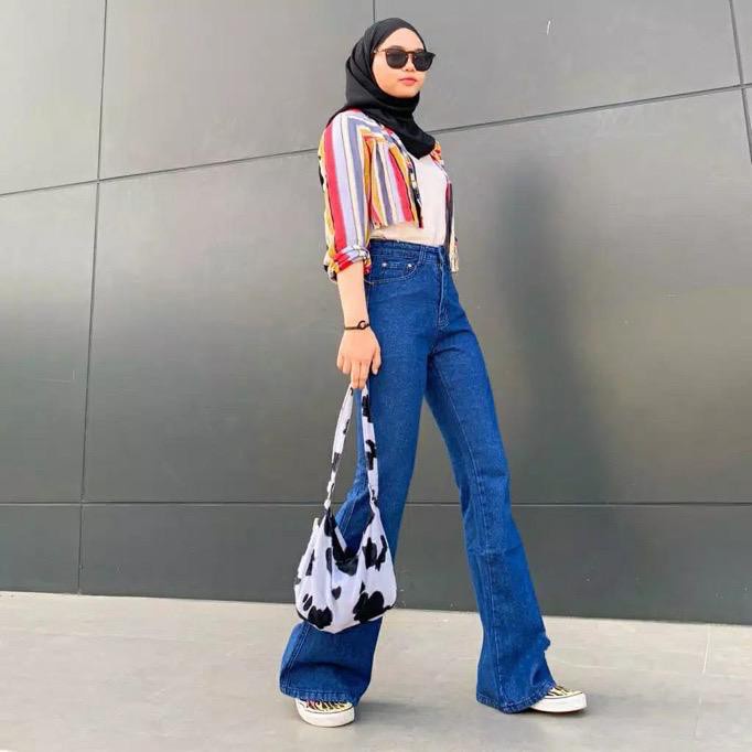 Celana Boyfrend Jeans Cutbray Wanita loose