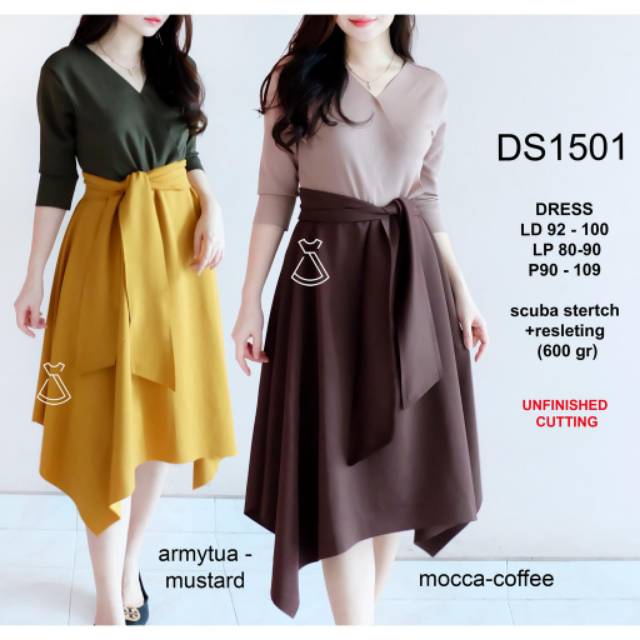 Dress scuba kombinasi