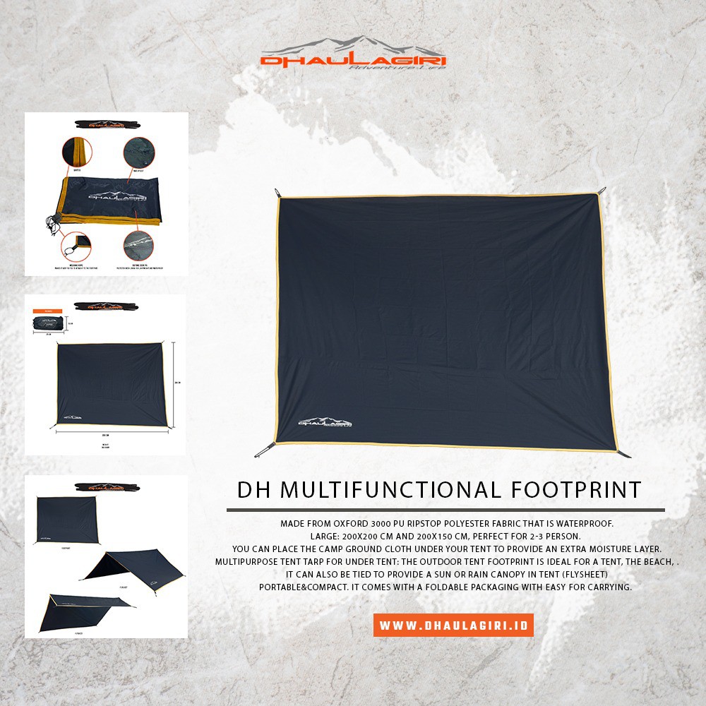 Footprint 200x200 cm dan 150x200 cm Alas Tenda Flysheet Dhaulagiri