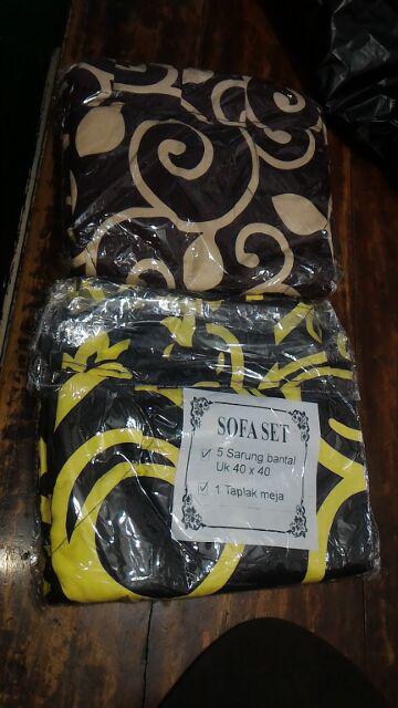 Terlaris!!! Grosir Sofa Set/ Set Tamu / Sarung Bantal Sofa 40x40 Taplak Meja Motif Ferona