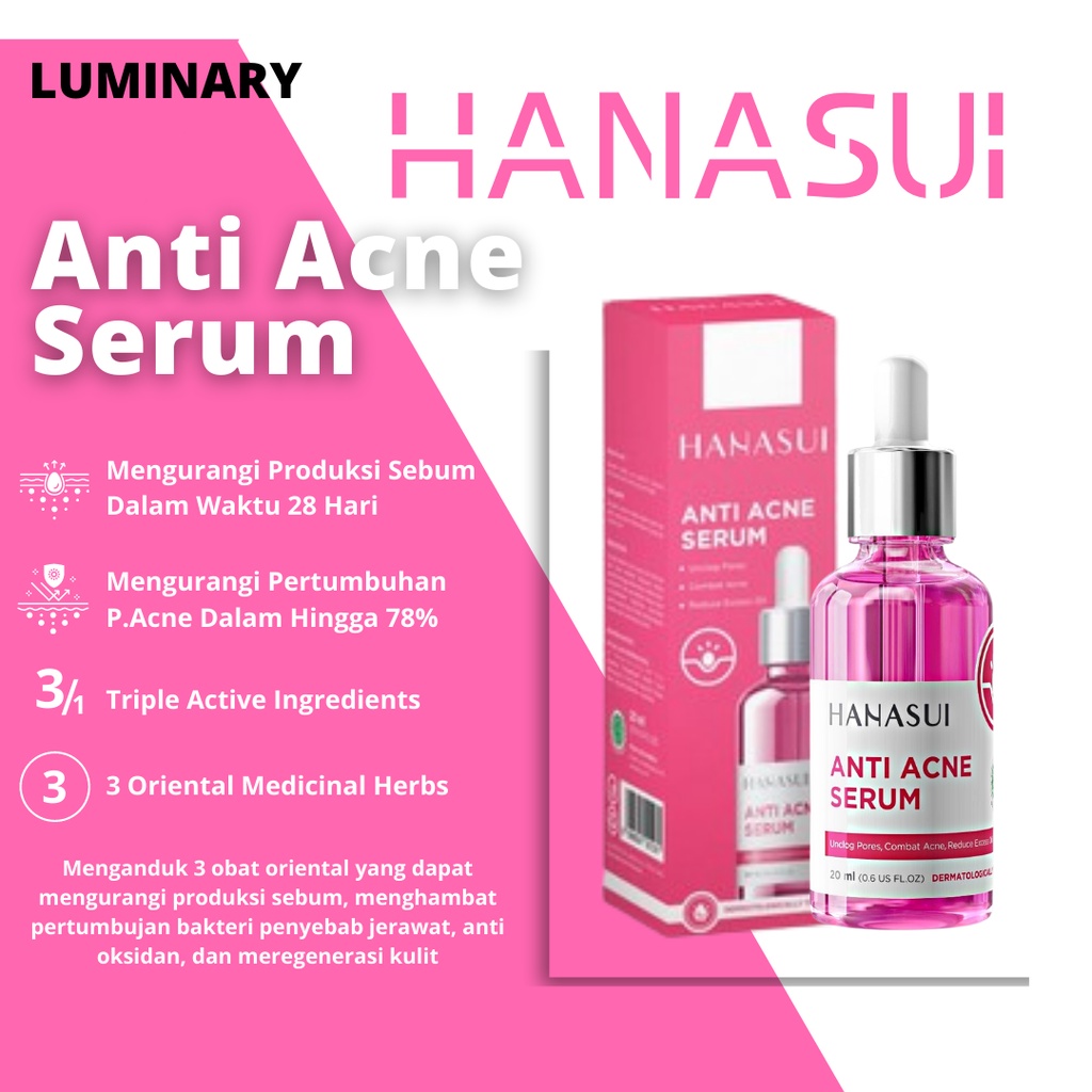 Hanasui Anti Acne Serum Perawatan Kecantikan Wajah Serum Jerawat Serum Acne Hanasui Original Bpom