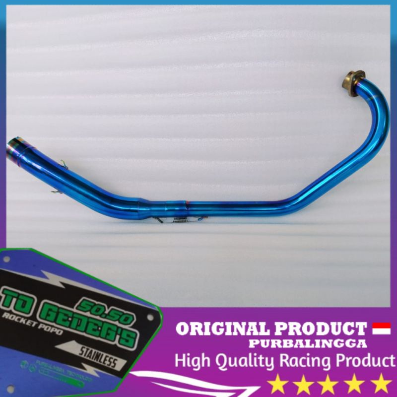 Pipa leher knalpot bluemoon Honda Cb150r Old Lama full bending roll stainless full biru