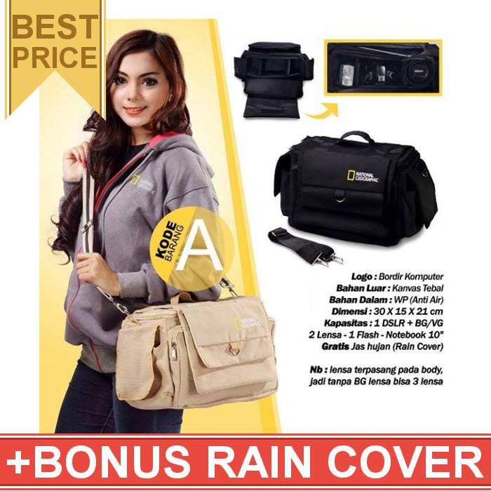 Tas Kamera Bahan Canvas Tas Kamera Slempang NATGEO