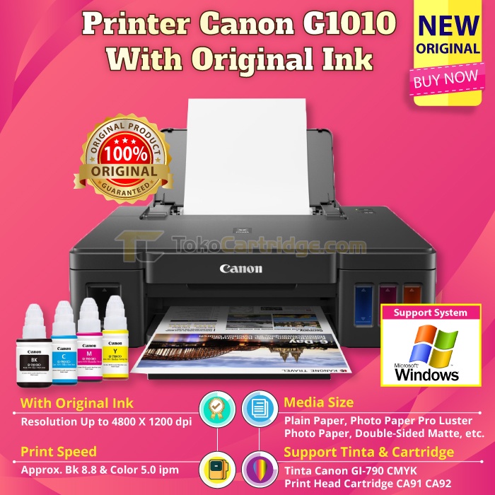 Jual Printer Inkjet Canon Pixma G1010 Inktank System New Original Resmi Penerus G1000 Ink Tank 7784