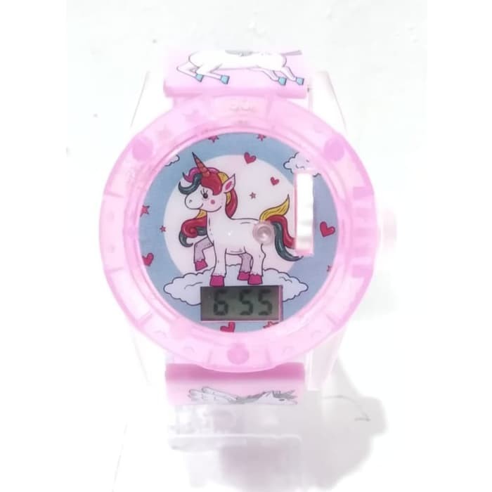 Terbaru Laris! JAM TANGAN ANAK PEREMPUAN UNICORN PROYEKTOR LAMPU HOLOGRAM DIGITAL Murah!