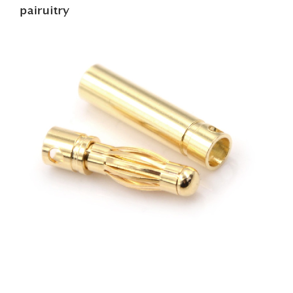 Prt 10 Pasang Konektor Banana Plug 4.0mm 4mm Lapis Emas Untuk RC PRT