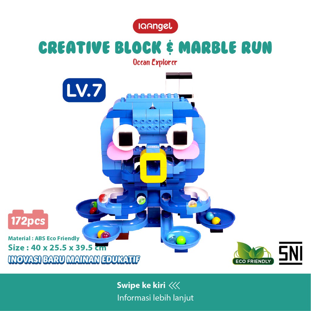 IQ Angel Creative Block &amp; Marble Run Toys Ocean Explorer / Mainan Balok Susun / Lego brick 172 Pcs