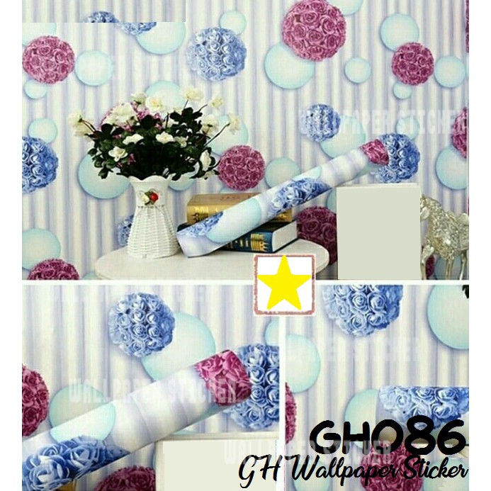 Wallpaper Dinding Sticker Walpaper Stiker Wallstiker Motif Batik Bunga Garis Karakter GH080 - WORLDHOME