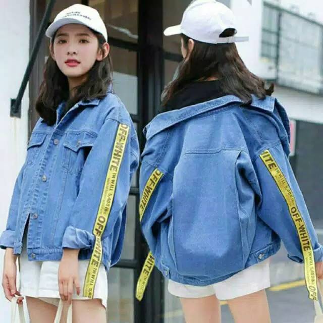 Jaket Jeans Cewek Kekinian, Jaket Jeans Wanita Lis Off White Terbaru