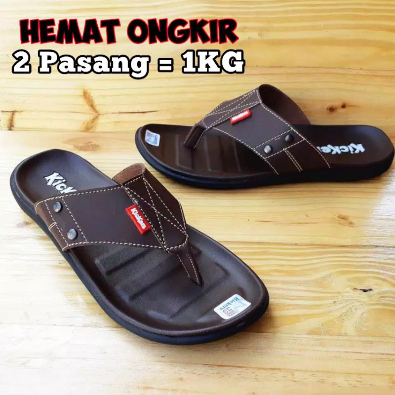 SANDAL JAPIT PRIA KULIT KICKERS TERBARU SIZE 39-43(BAYAR DITEMPAT)