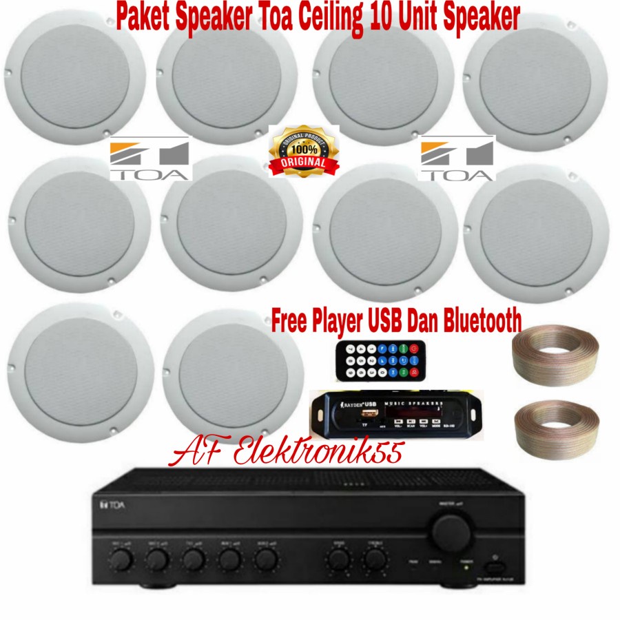 Paket Speaker Ceiling Toa 10 Unit Speaker Full Toa