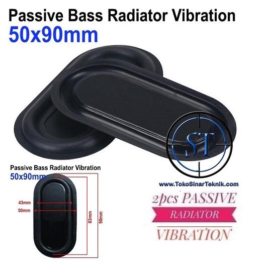 2 PCS Bass Speaker Passive 50x90mm Radiator Bass Metal Rubber Vibration 5x9cm Sepasang Penambah Penguat Bass Spiker Karet