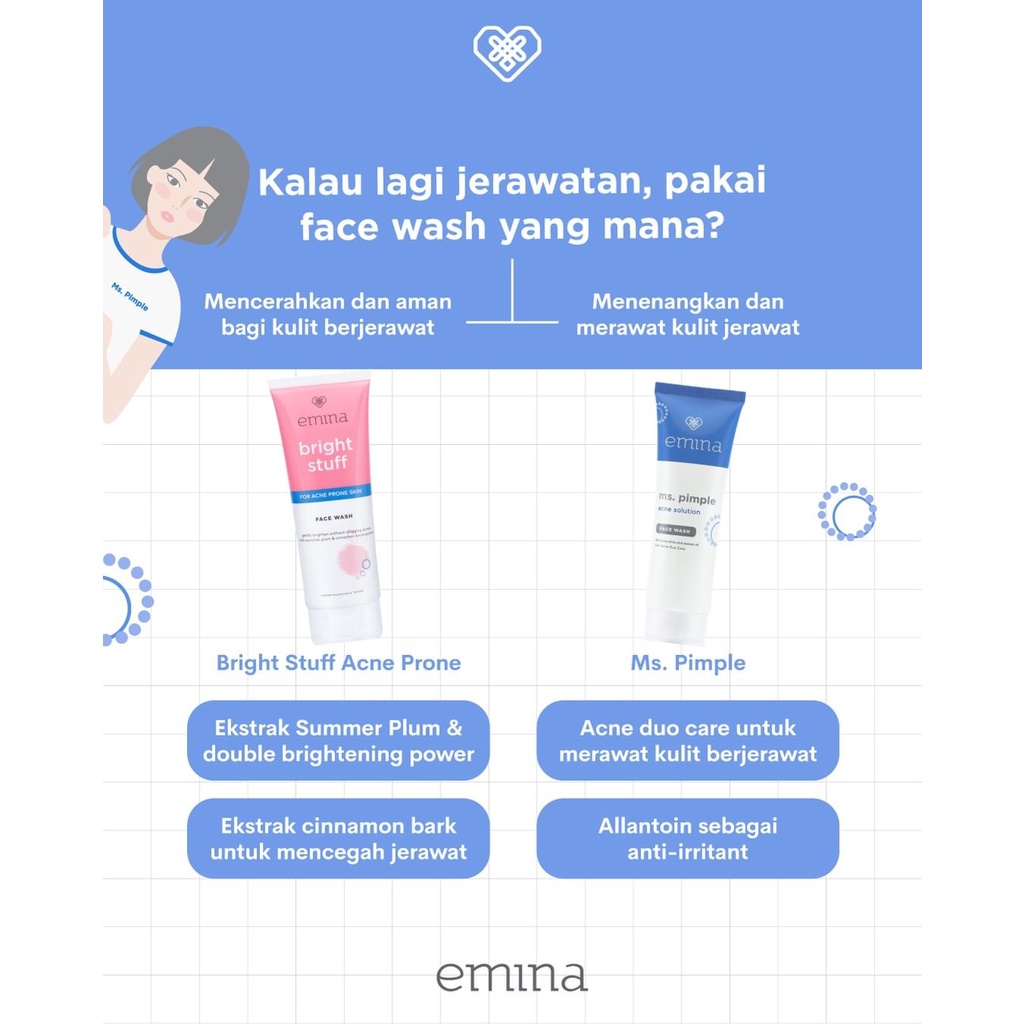 `ღ´ PHINKL `ღ´ ╰☆☆ 𝔢мιℕά ☆☆╮ Emina Face Wash Bright Stuff For Acne Prone Skin BESAR 100ml jerawat memutihkan