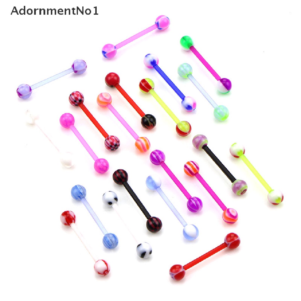 (AdornmentNo1) 20pcs / Set Anting Tindik Lidah / Tubuh Bentuk Barbel Warna Campur