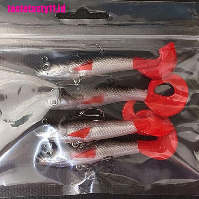 4pcs / lot Umpan Pancing Lembut Ekor Panjang Dengan Kait Tajam