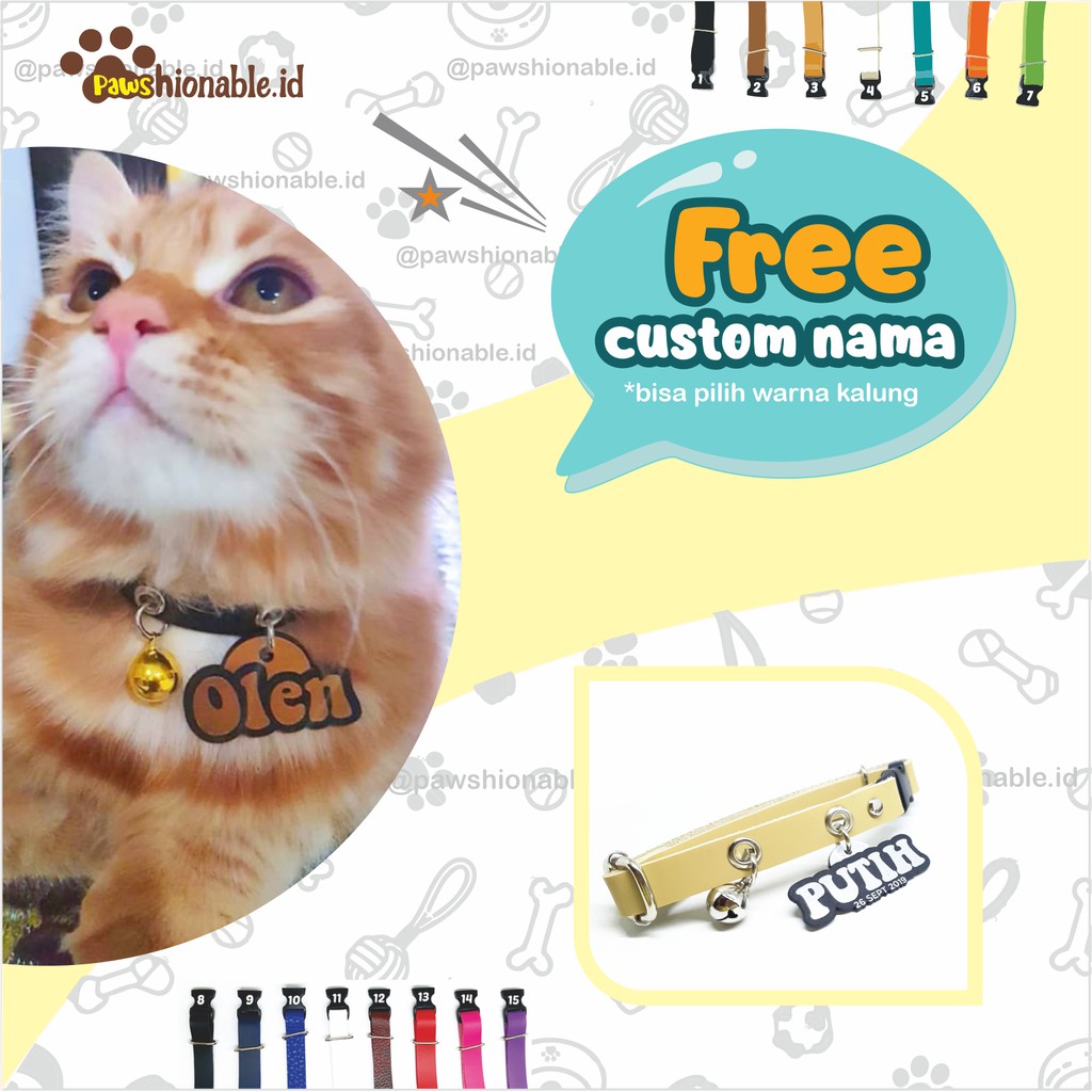 K21 - Kalung Custom Nama Kucing Anjing Aksessoris Hewan PU Leather/Kulit Sintetis