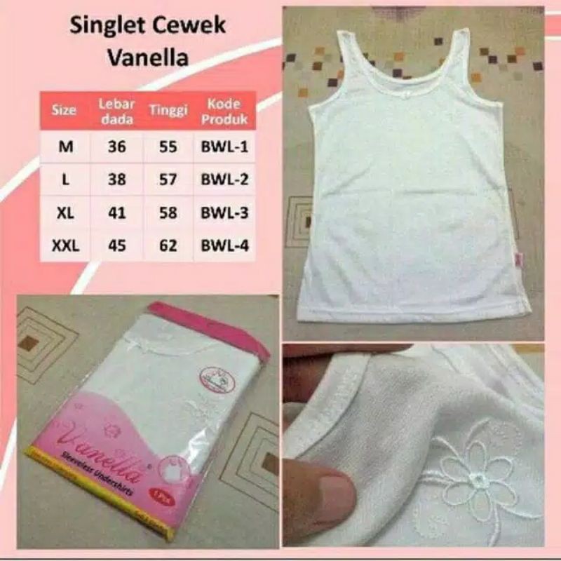 Kaos Dalam Wanita || Singlet Wanita Merk VANELLA || Singlet Cewek || Singlet Murah || Kaos Murah