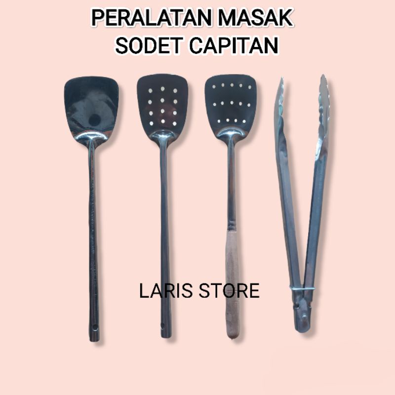 SODET SPATULA STAINLESS KAYU / SODET CAPITAN MASAK SERBAGUNA SODET LUBANG BUNTU POLOS