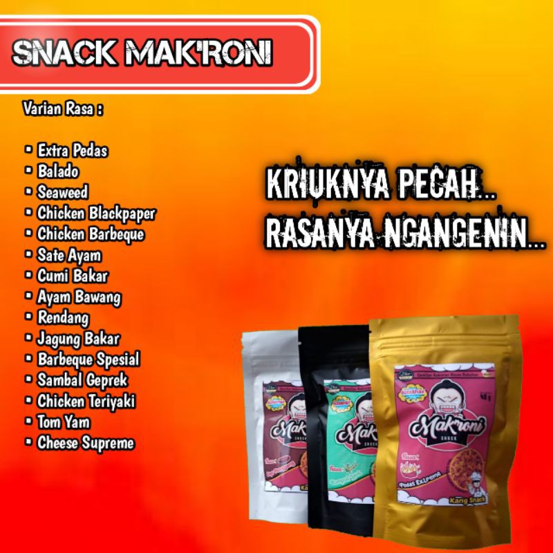 

Makaroni Kang Snack Varian Rasa Kekinian 45gram / Makaroni Bantet Kekinian Crispy